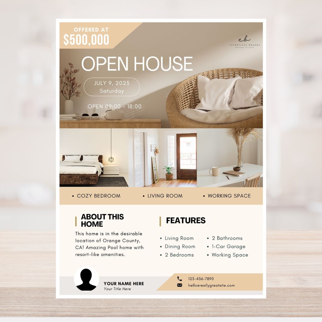 3 Pack - Open House Flyer Templates (Boho)