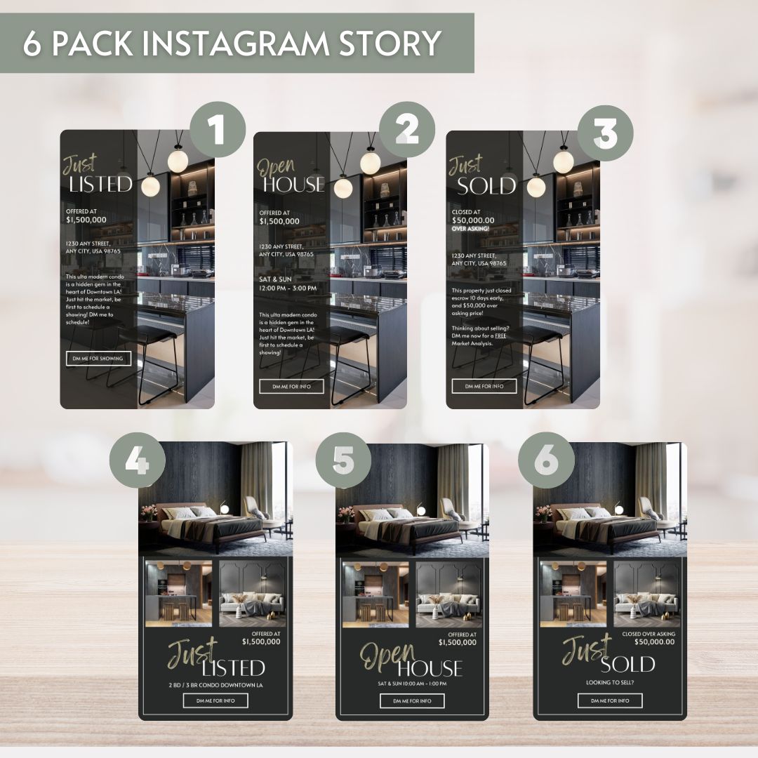 6 Pack - Instagram Story Templates (Dark Theme)