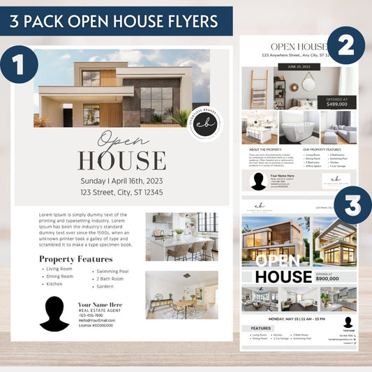 3 Pack - Open House Flyer Templates (Contemporary)