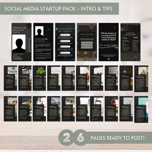 26 Pack - Social Media Templates (Dark Theme)