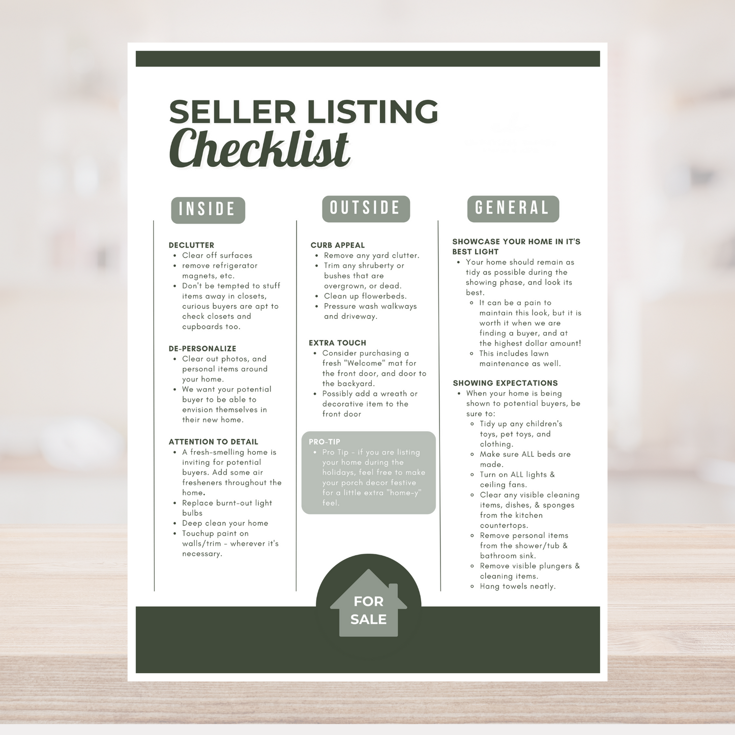 4 Pack - Selling Process & Seller Prep Checklist (Boho)