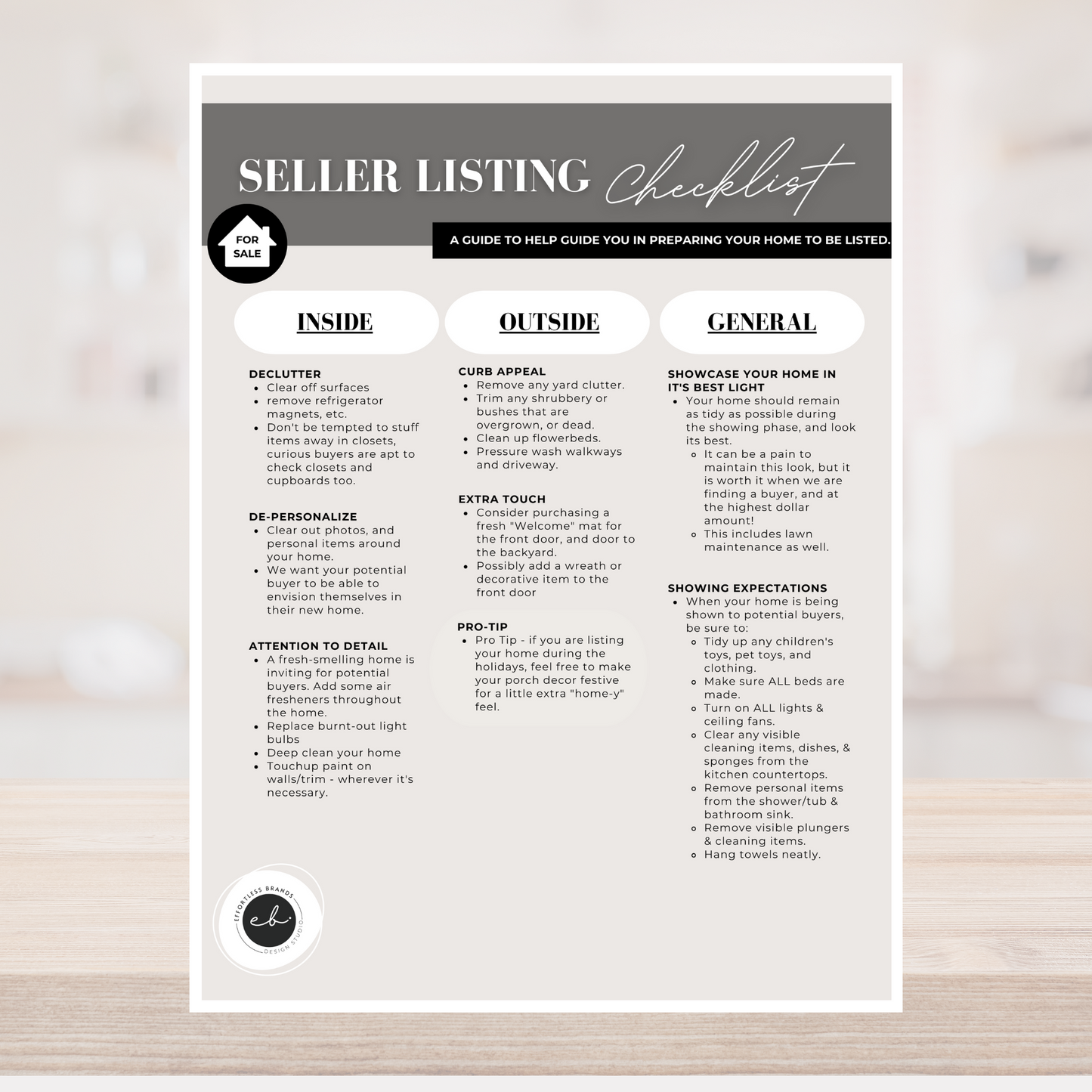 4 Pack - Selling Process & Seller Prep Checklist (Contemporary)