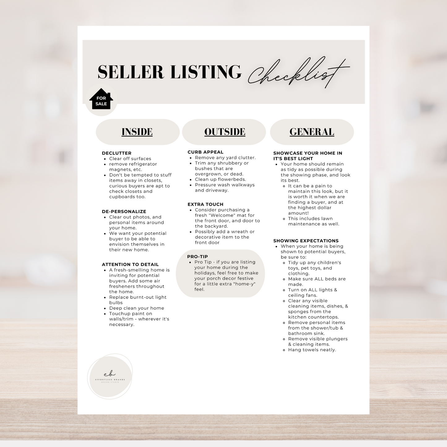 4 Pack - Selling Process & Seller Prep Checklist (Contemporary)