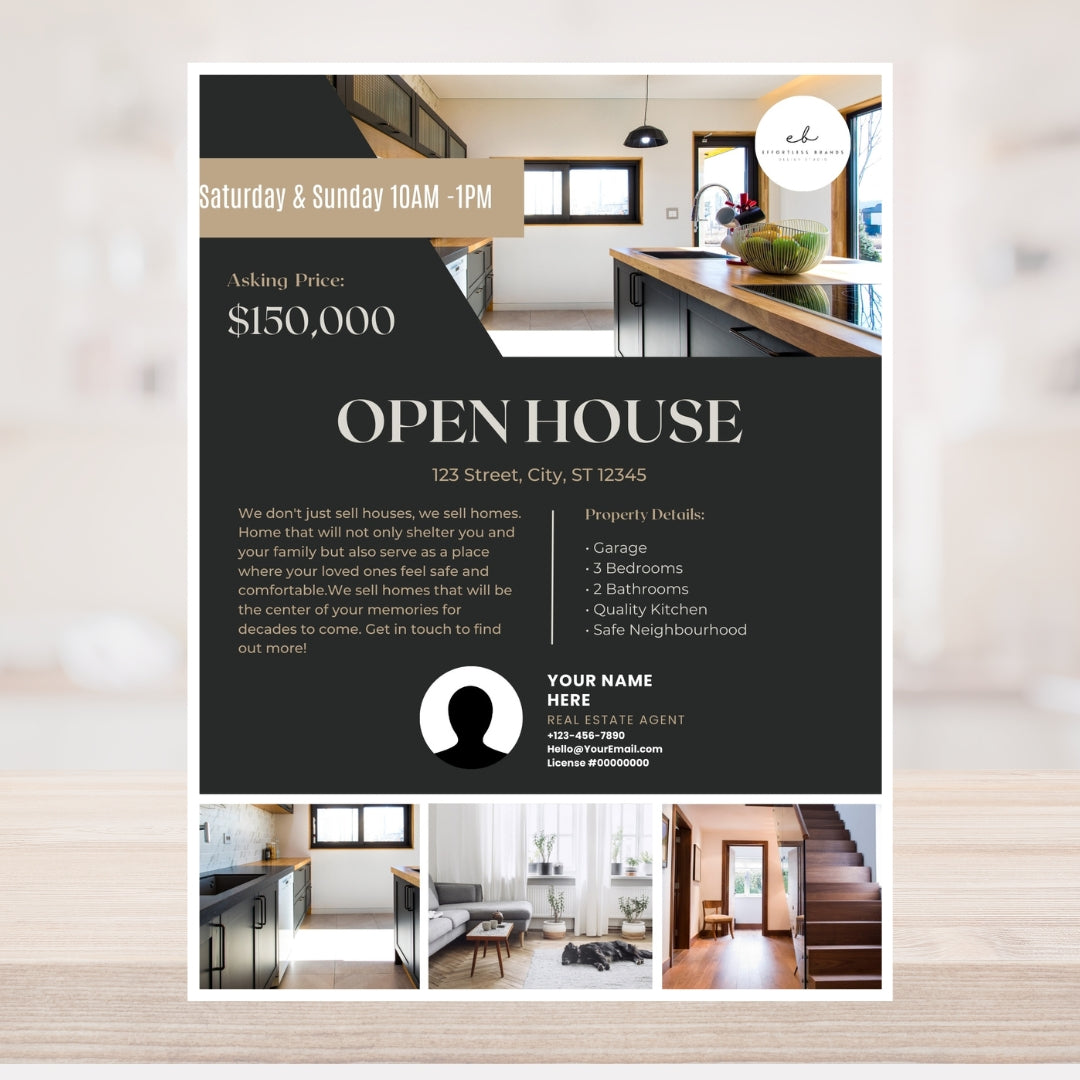 3 Pack - Open House Flyer Templates (Dark Theme)